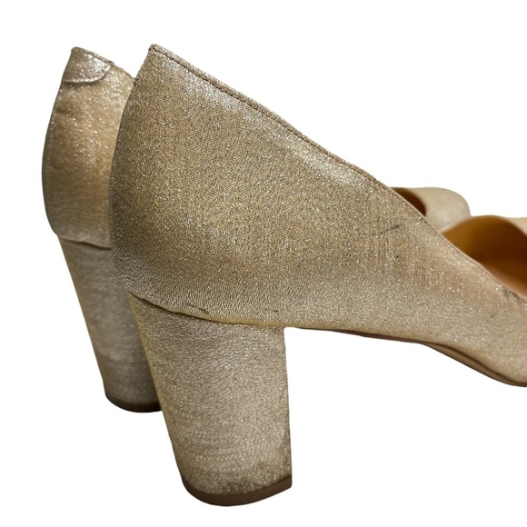 BADGLEY MISCHKA AMERICAN GLAMOUR Champagne Golden Chunky High Heels Shoes sz 12 - Picture 5 of 16